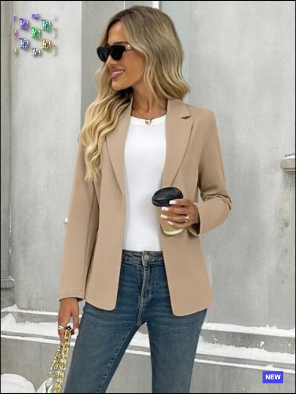 Stretchy Knit Blazer Business Casual Open Front Long Sleeve Work Office Jacket - Picture 5 of 7